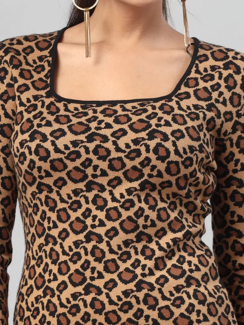 Women Leopard Print Sheath Dress