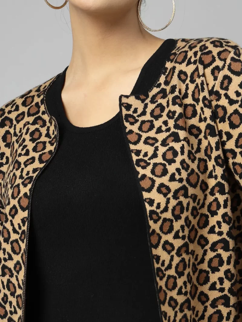 Women Solid Dress With Printed Shrug