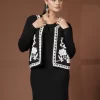Women Solid Dress With Embroidered Shrug