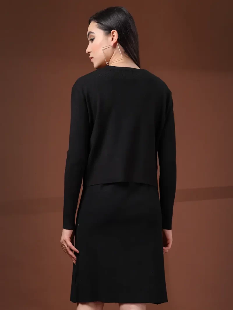 Women Solid Dress With Solid Shrug