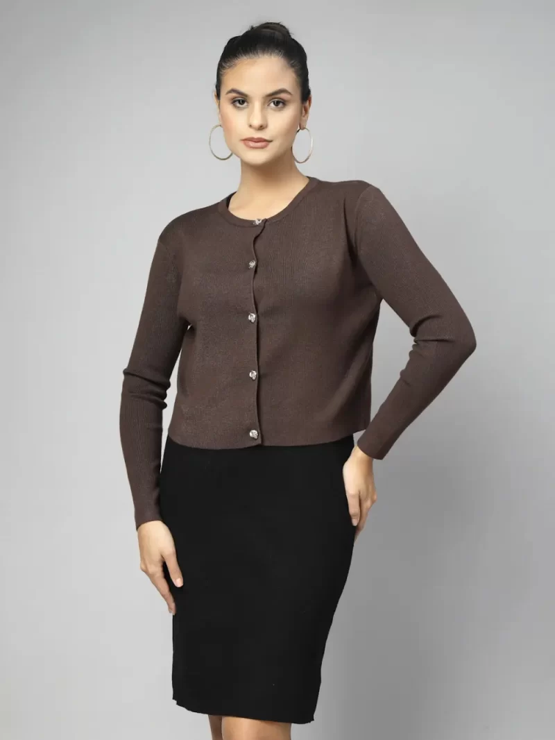Women Solid Dress With Solid Shrug