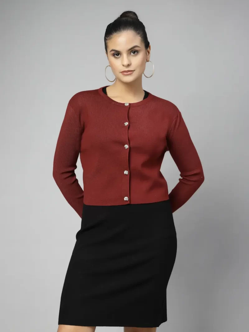 Women Solid Dress With Solid Shrug