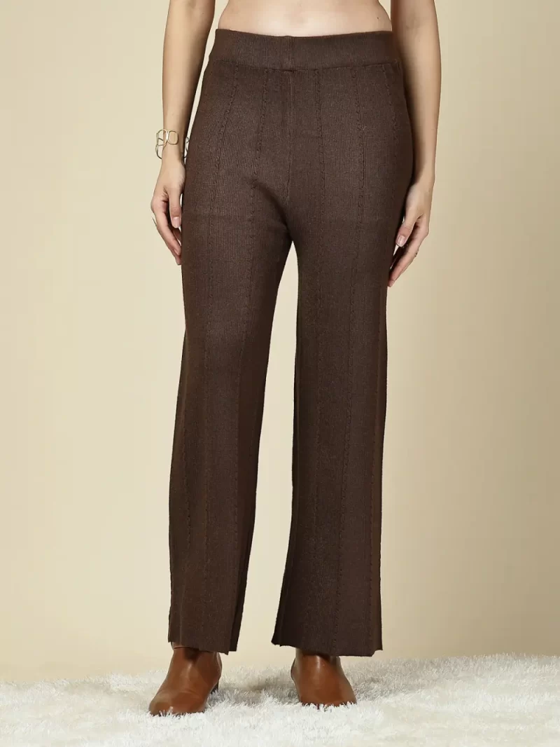 Women Houndstooth Patterned High-Rise Parallel Plazzos