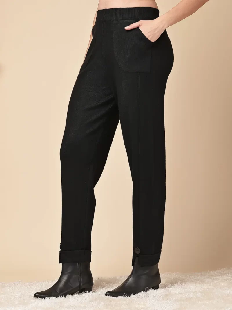 Women Houndstooth Patterned High-Rise Parallel Plazzos