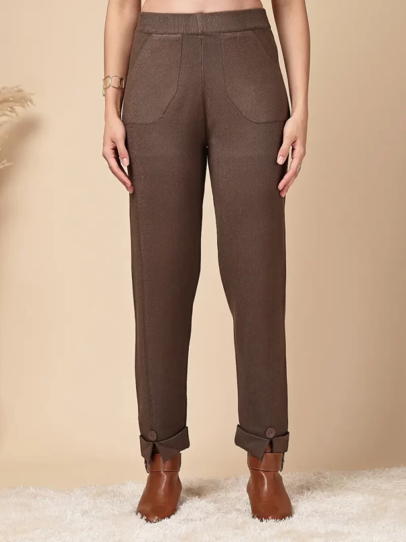 Women Houndstooth Patterned High-Rise Parallel Plazzos