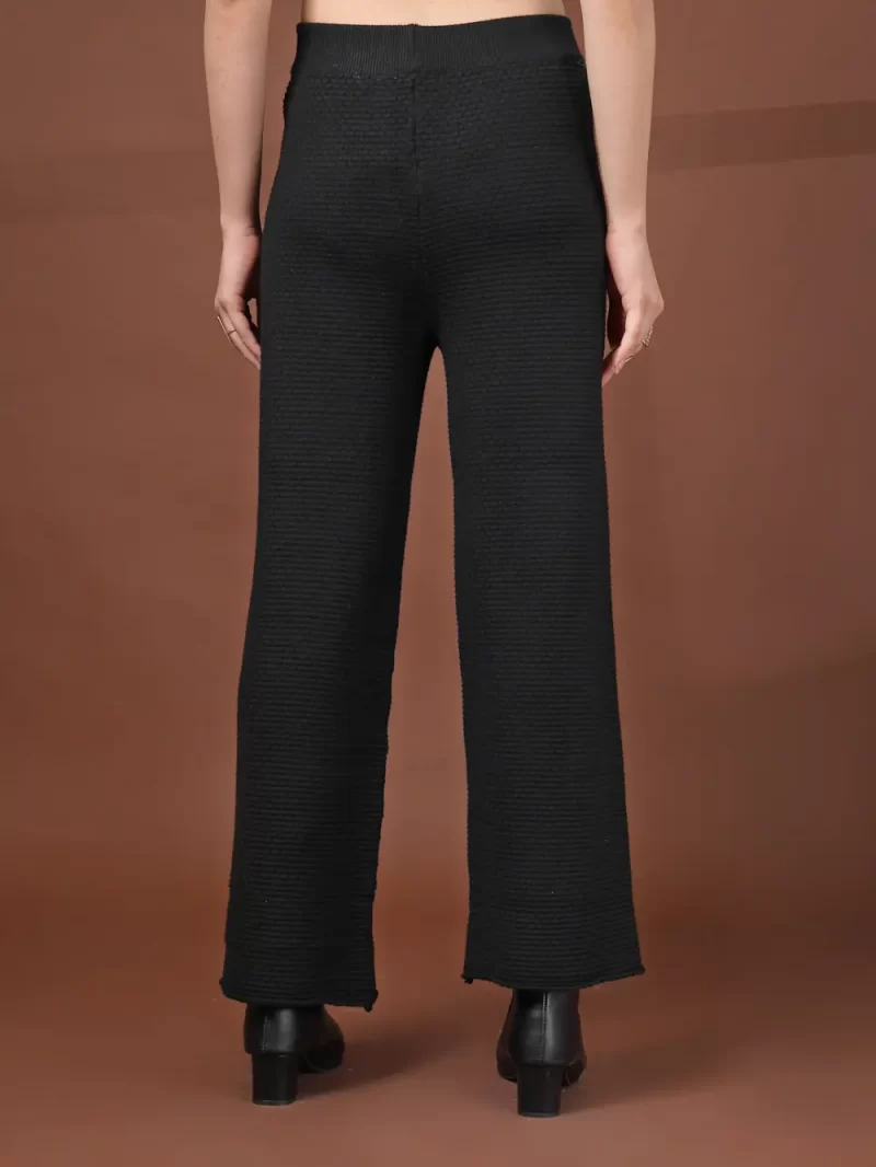 Women Flared Knitted Self Design Palazzos