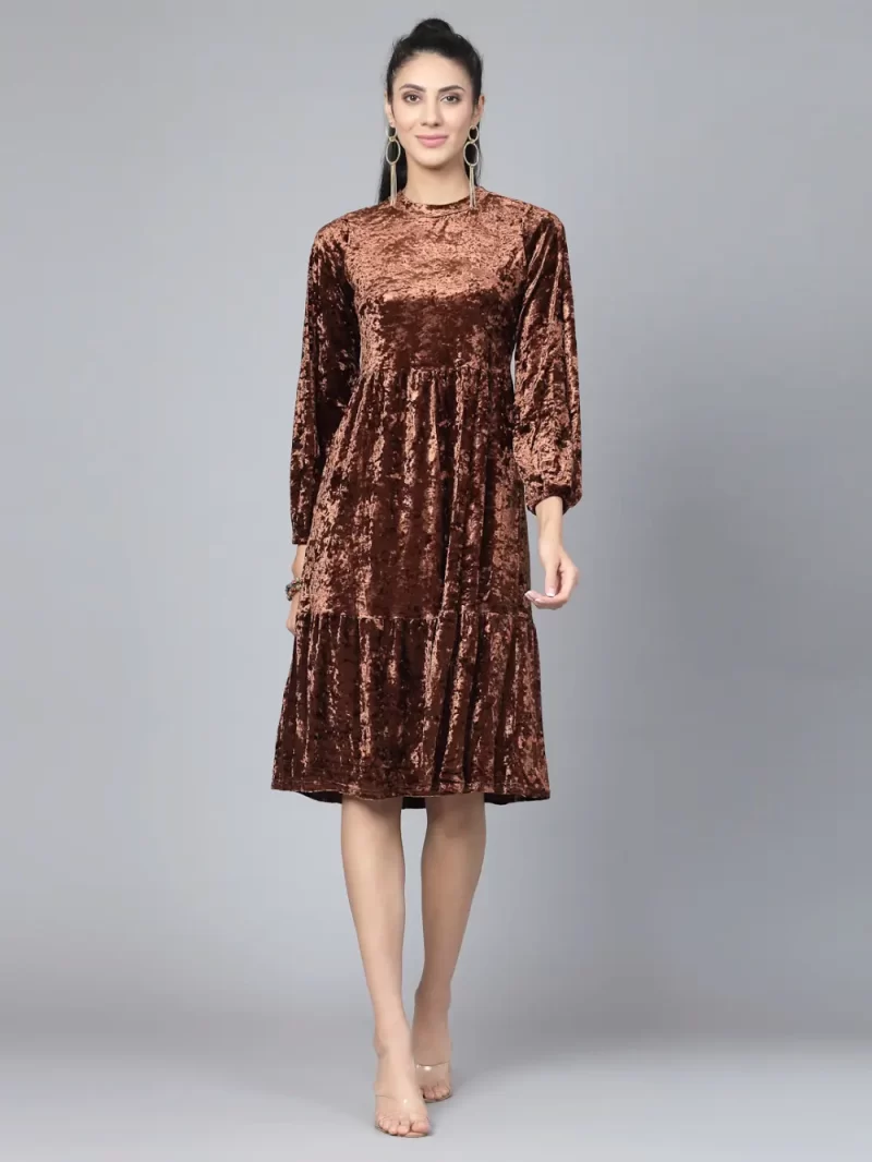 Embellished Round Neck Bling & Sparkly Knitted A-Line Dress