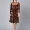 Embellished Round Neck Bling & Sparkly Knitted A-Line Dress