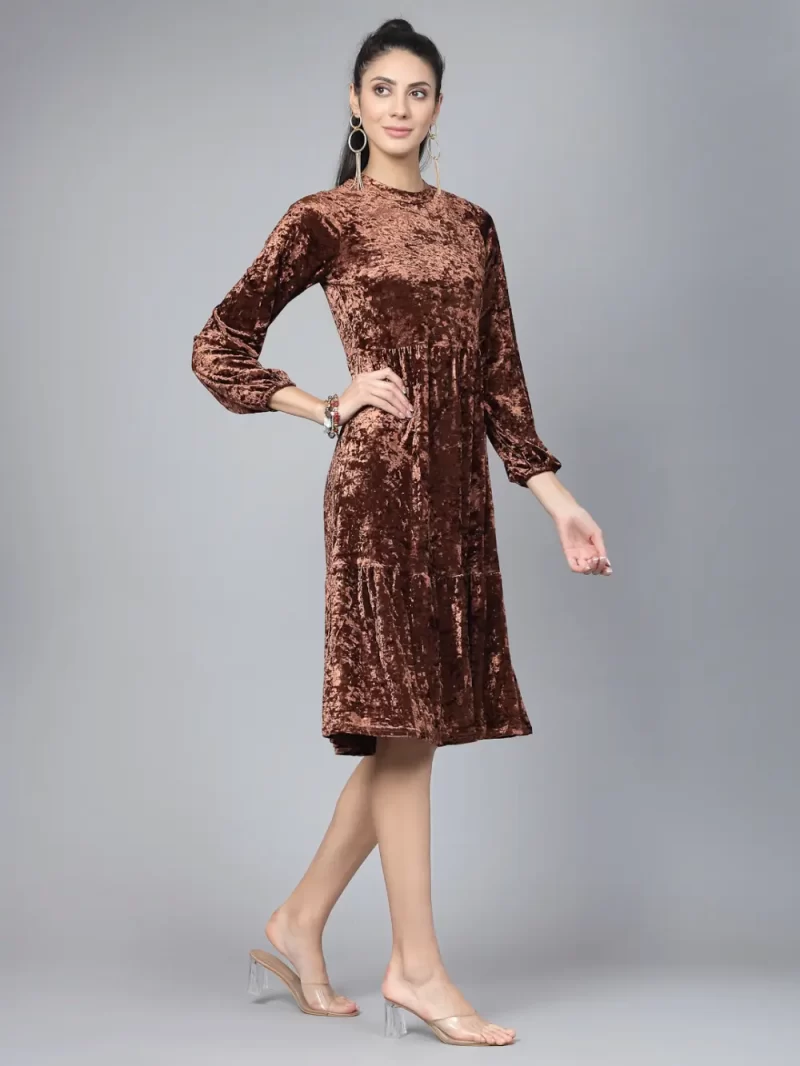 Embellished Round Neck Bling & Sparkly Knitted A-Line Dress