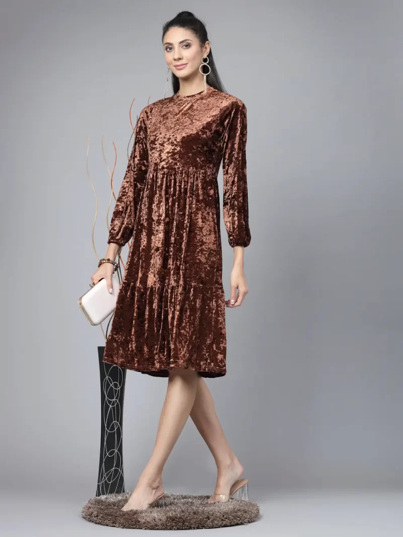 Embellished Round Neck Bling & Sparkly Knitted A-Line Dress