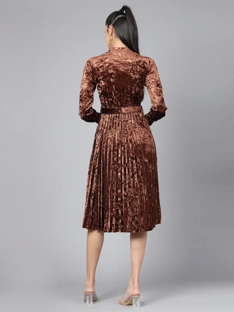 Self Design Puff Sleeves Fit & Flare Dress