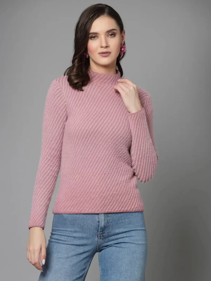 Ribbed High Neck Pullover