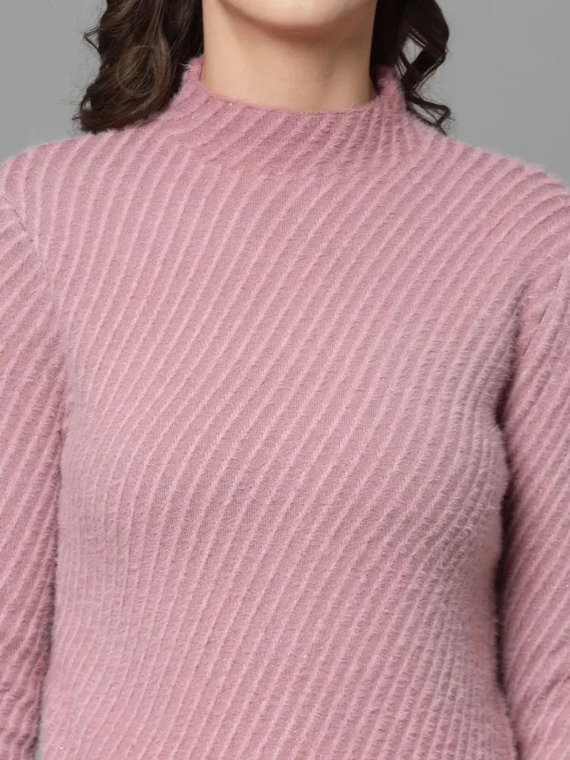 Ribbed High Neck Pullover