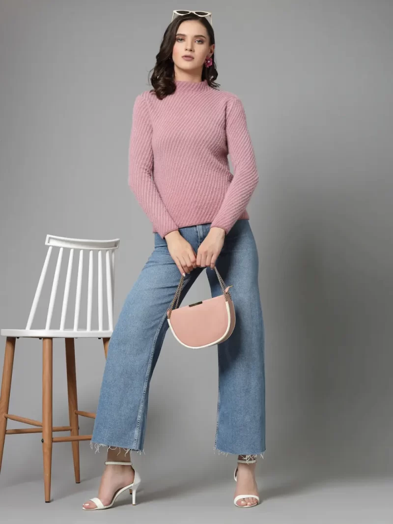 Ribbed High Neck Pullover