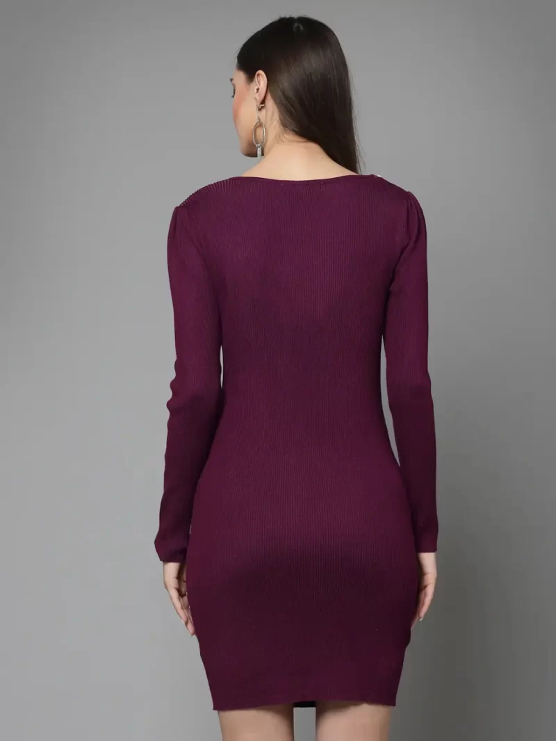 Round Neck Long Sleeves Cut-Outs Beads & Stones Bodycon Dress