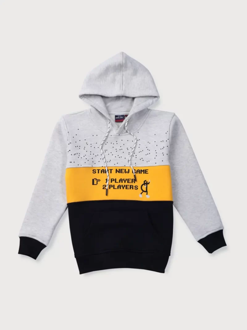 Gini And Jony Boys Grey Color Block Cotton Sweat Shirt Full Sleeves
