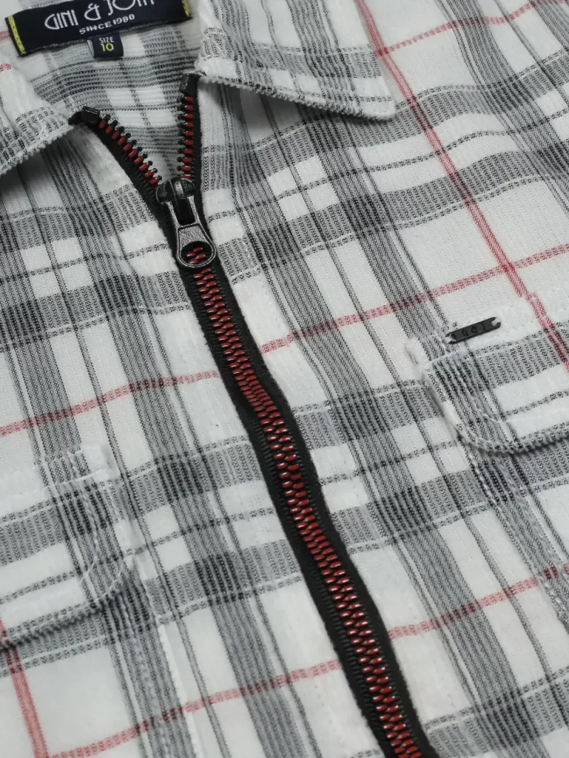 Gini And Jony Boys White Checks Cotton Full Sleeves Shirt