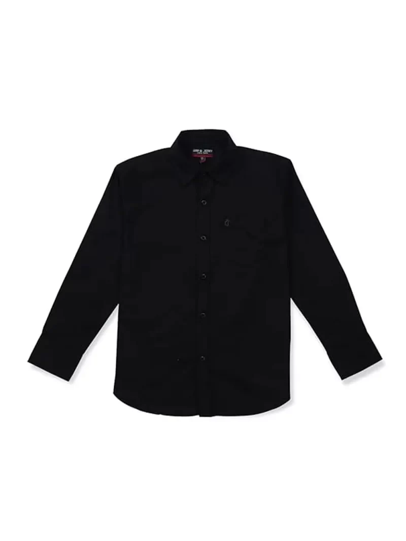 Gini And Jony Boys Black Solid Cotton Full Sleeves Shirt