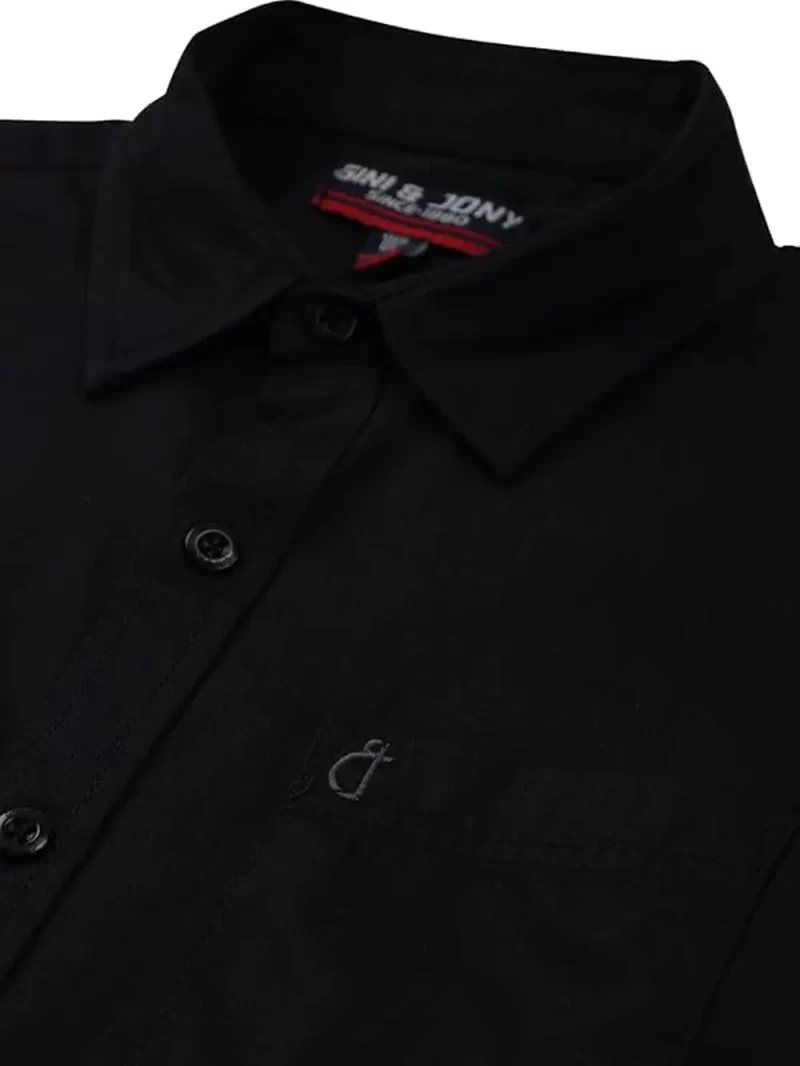 Gini And Jony Boys Black Solid Cotton Full Sleeves Shirt