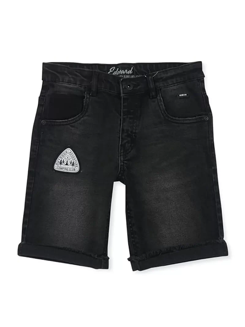 Gini And Jony Boys Grey Solid Cotton Denim Fixed Waist Shorts