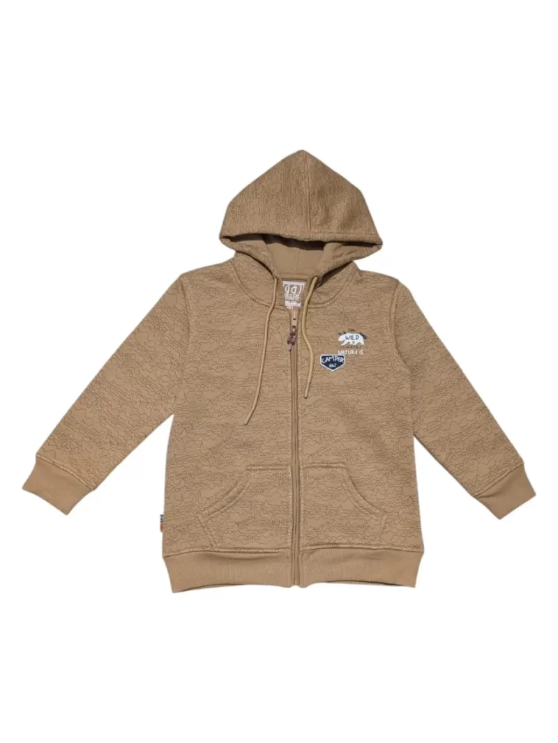 Gini And Jony Boys Brown Abstract Print Cotton Knits Jacket Full Sleeves