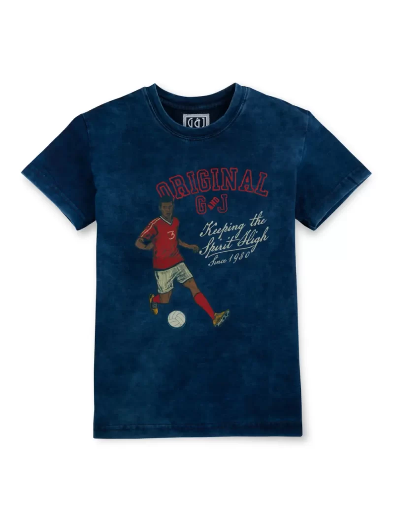 Gini And Jony Boys Blue Graphic Print Cotton T-Shirt Half Sleeves