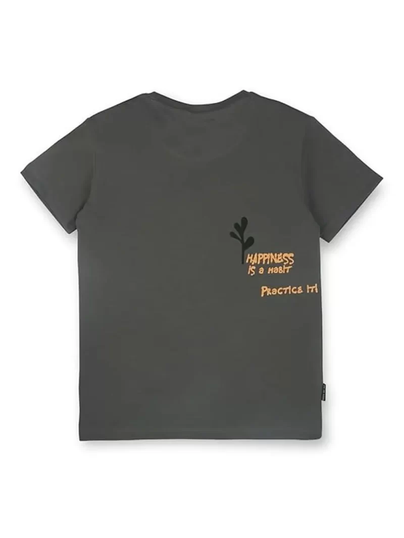 Gini And Jony Boys Grey Printed Cotton Half Sleeves T-Shirt
