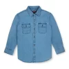 Gini And Jony Boys Navy Blue Solid Denim Full Sleeves Shirt