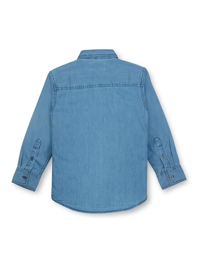 Gini And Jony Boys Navy Blue Solid Denim Full Sleeves Shirt