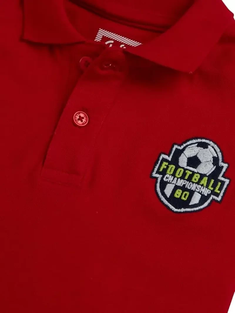 Gini And Jony Boys Red Solid Cotton Half Sleeves Polo T-Shirt