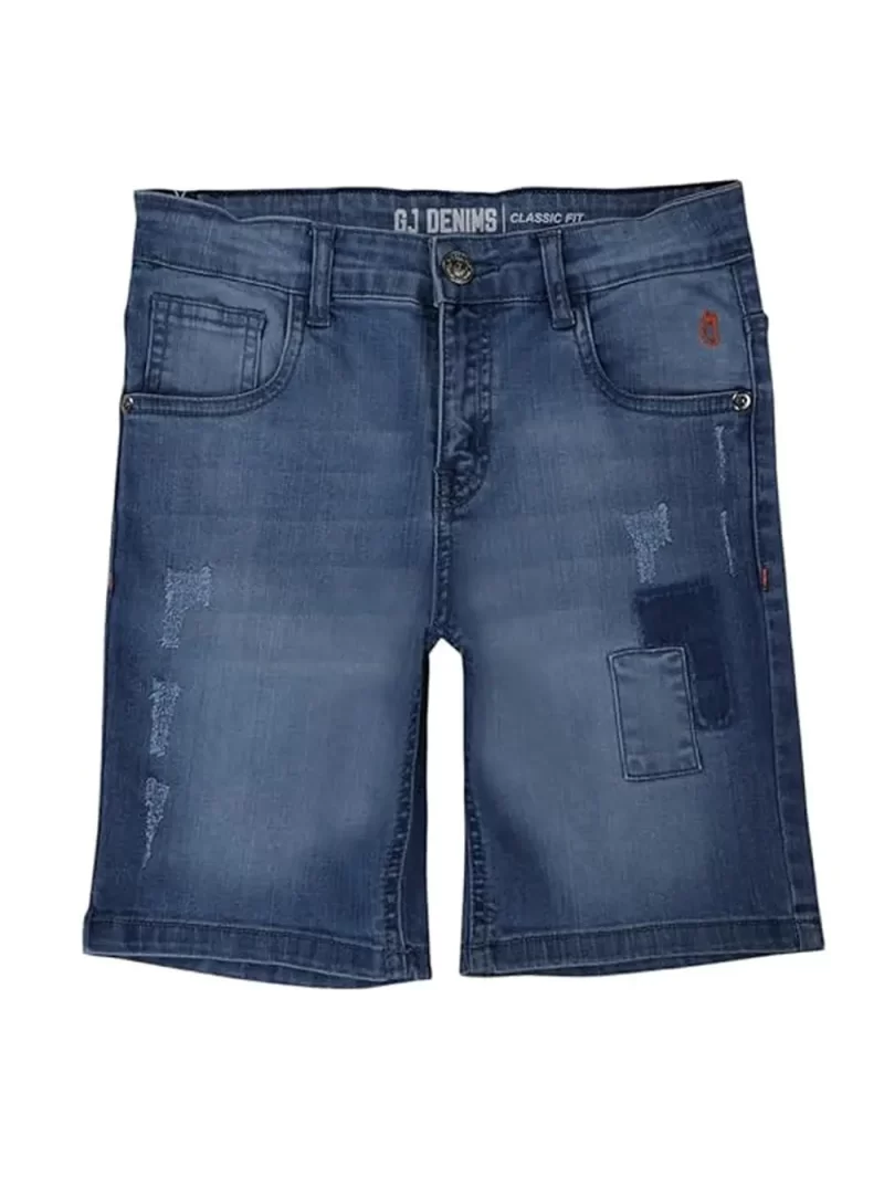 Gini And Jony Boys Blue Washed Denim Fixed Waist Bermuda