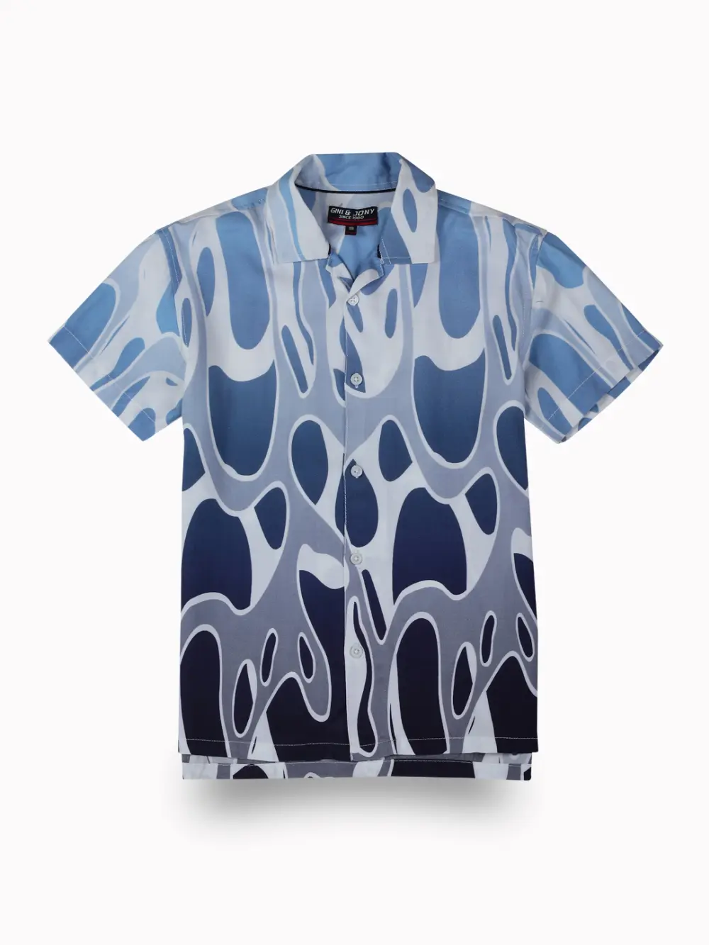Gini And Jony Boys Blue Abstract Print Cotton Co-Ordinate Set