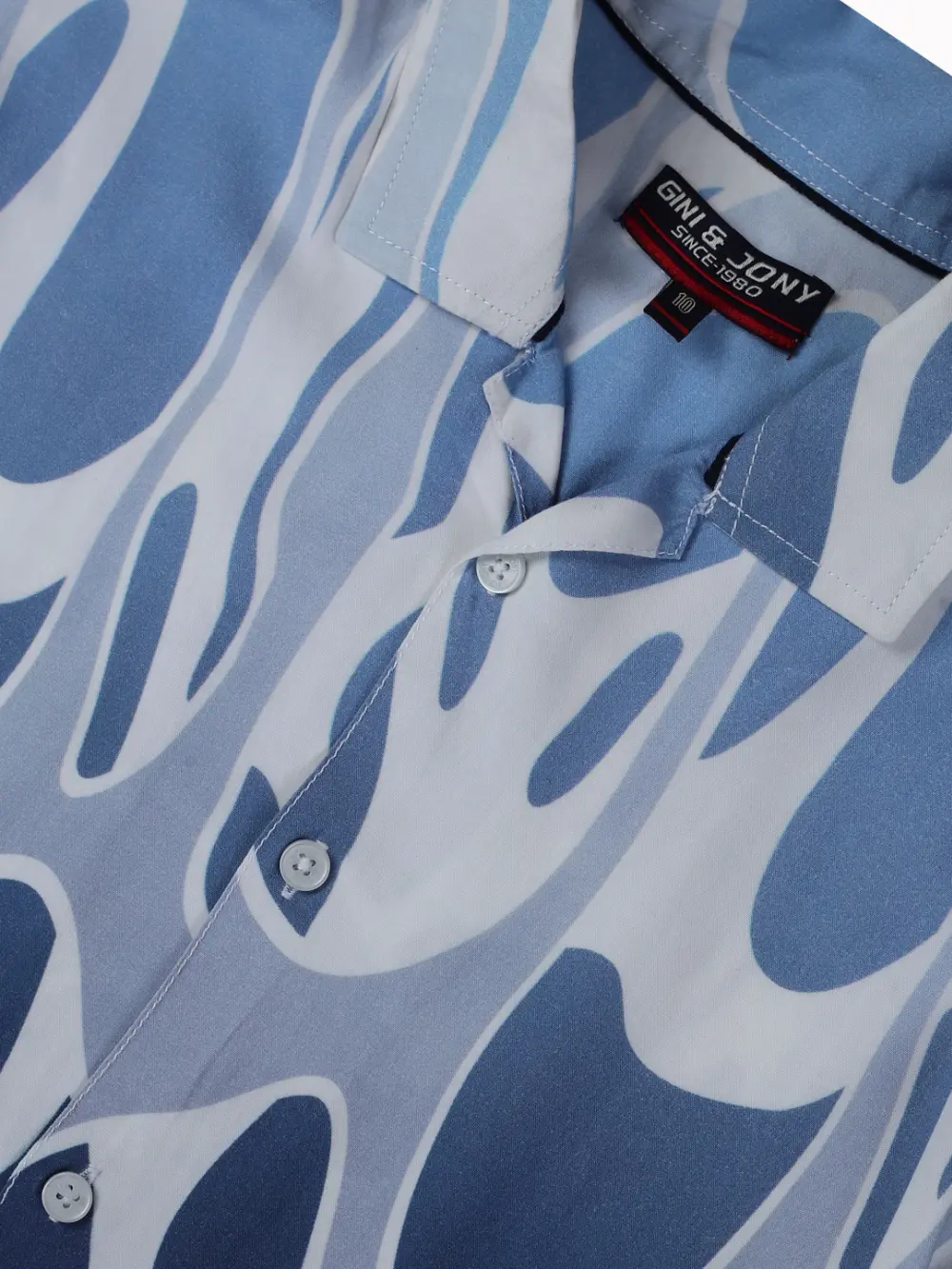 Gini And Jony Boys Blue Abstract Print Cotton Co-Ordinate Set