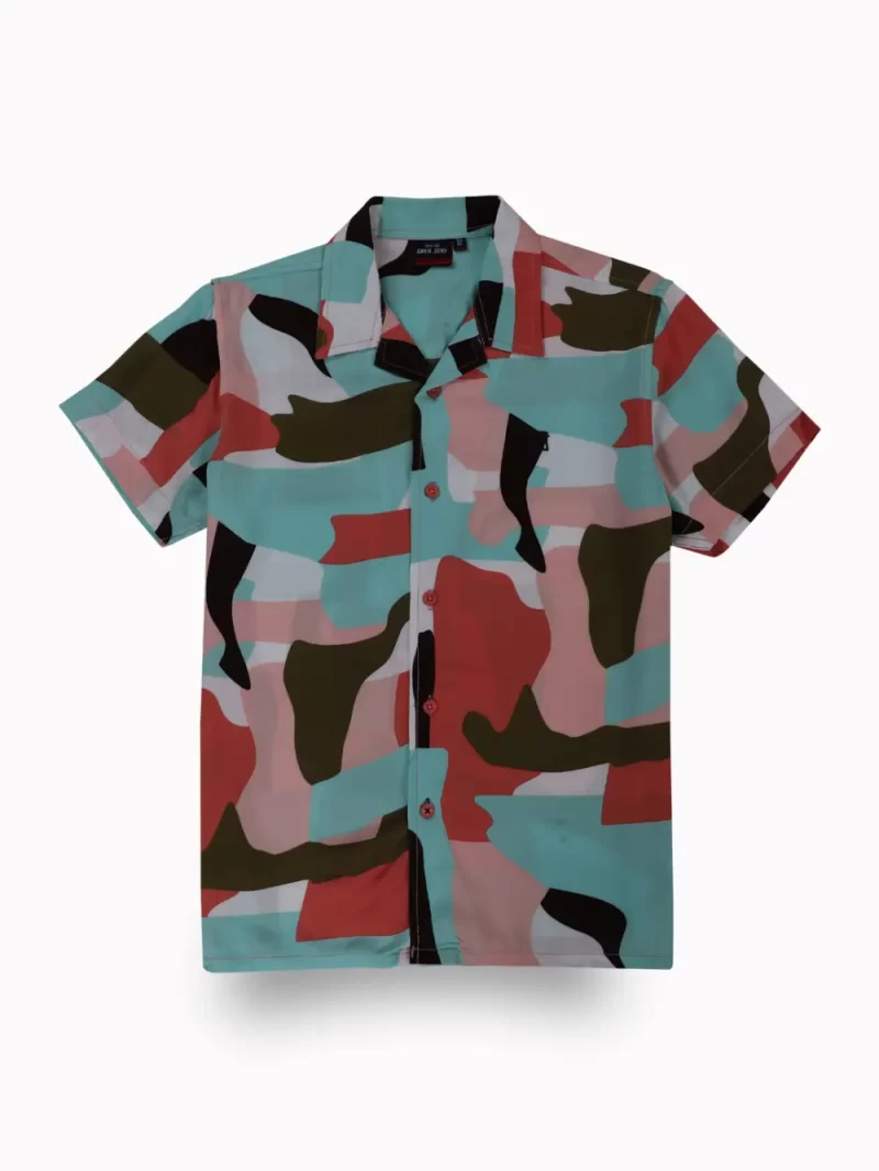Gini And Jony Boys Multi Color Abstract Cotton Shirt Half Sleeves