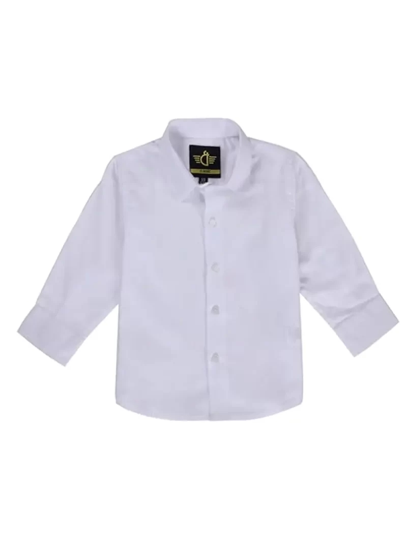 Gini And Jony Boys White Solid Cotton Full Sleeves Shirt