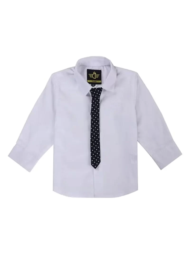 Gini And Jony Boys White Solid Cotton Full Sleeves Shirt