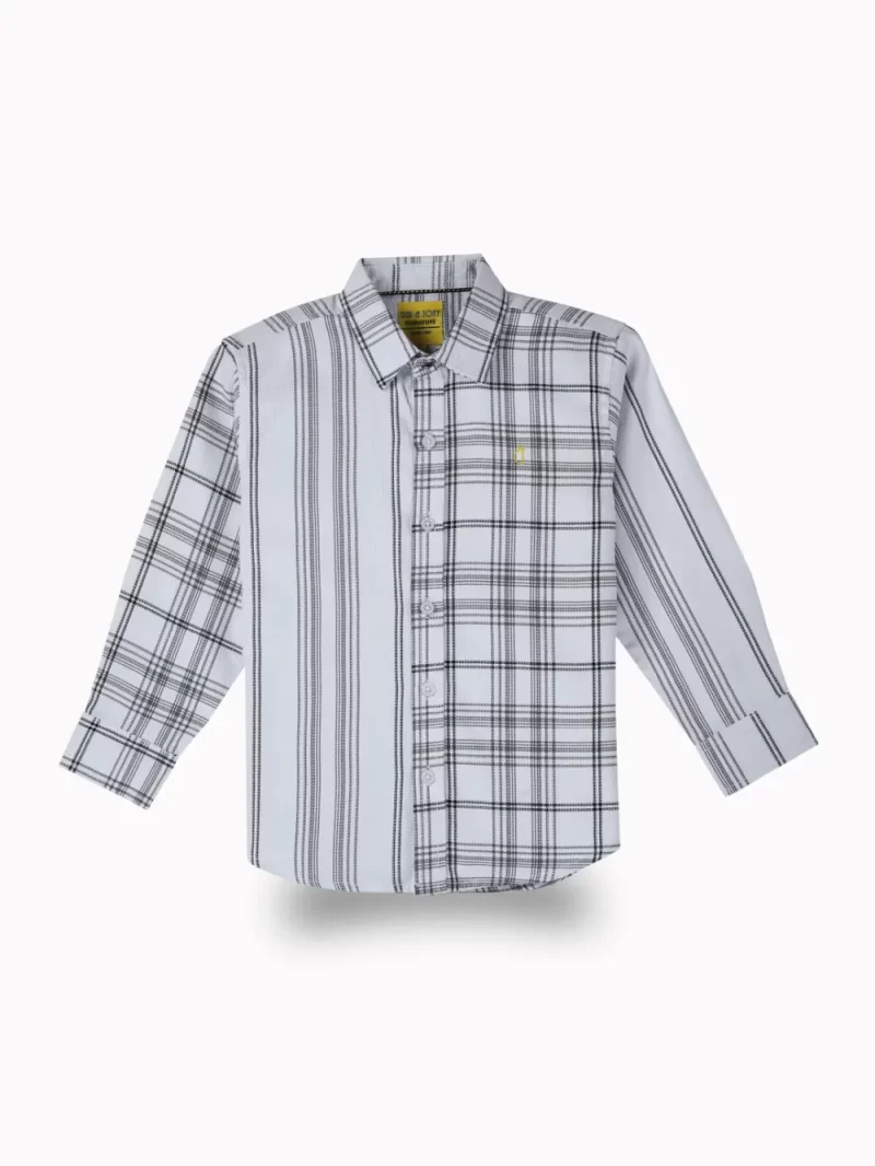 Gini And Jony Boys White Checks Cotton Shirt Full Sleeves