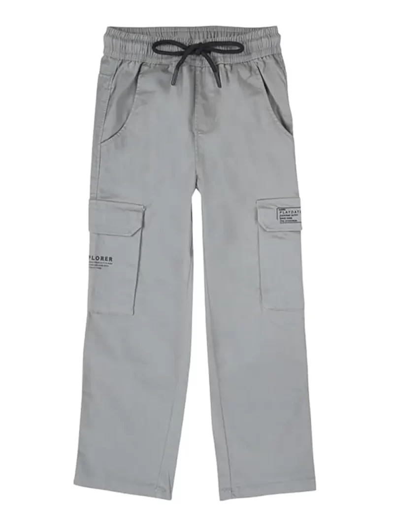 Gini And Jony Boys Grey Typographic Print Cotton Elasticated Trouser