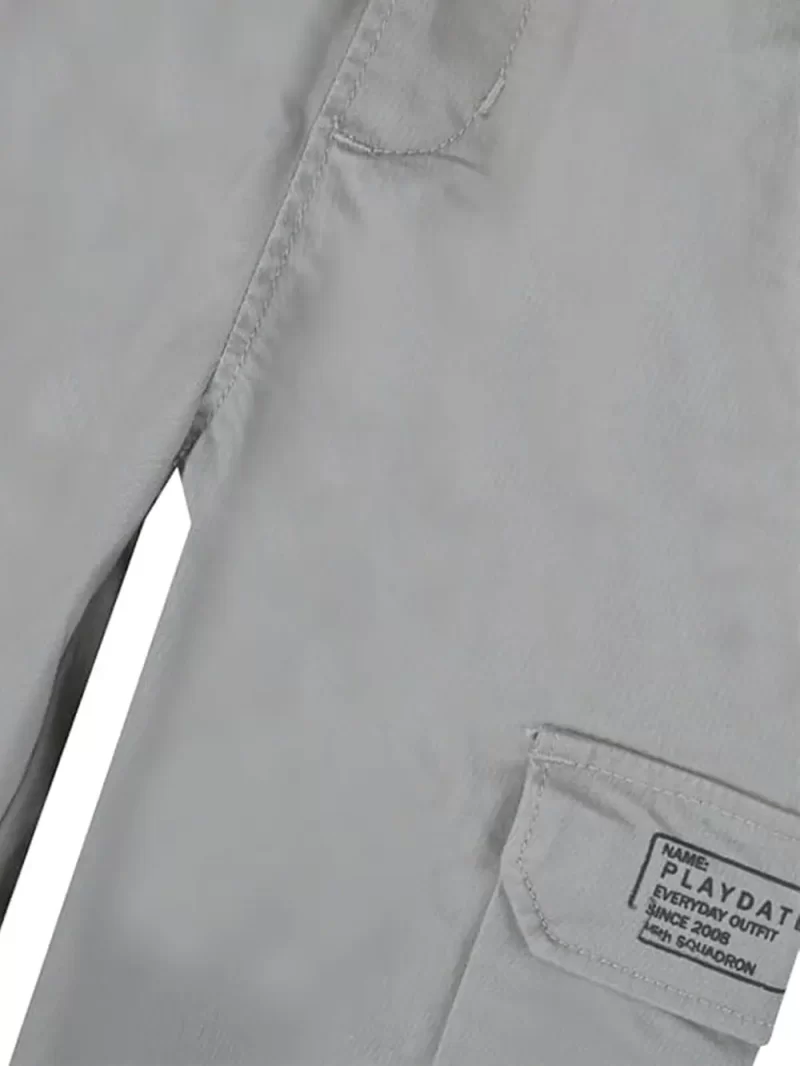 Gini And Jony Boys Grey Typographic Print Cotton Elasticated Trouser