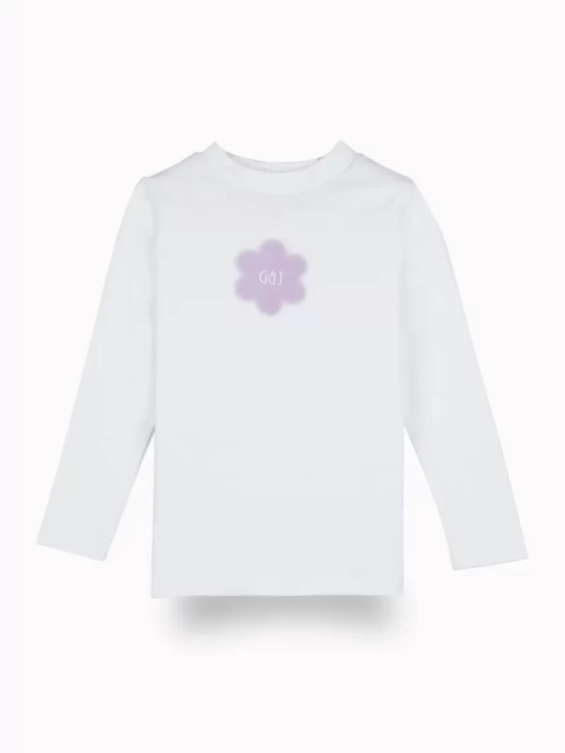 Gini And Jony Girls White Floral Print Cotton Skivvy Full Sleeves 9-10 Years