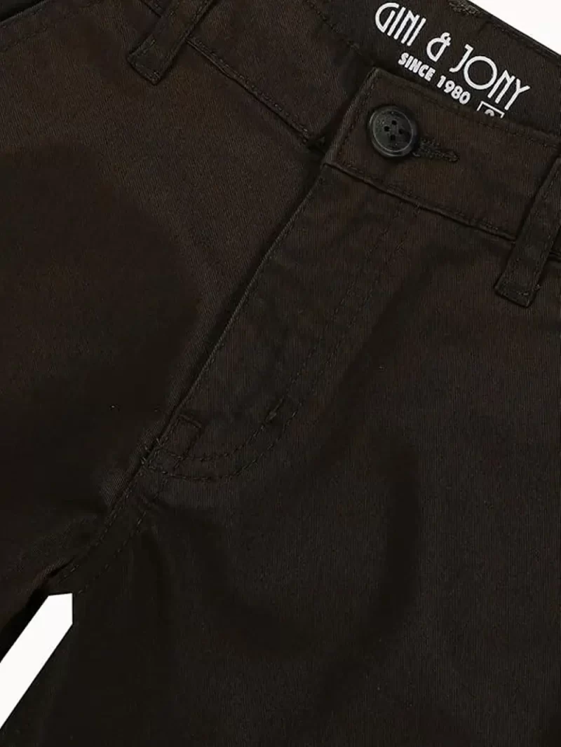 Gini And Jony Boys Olive Solid Cotton Fixed Waist Bermuda