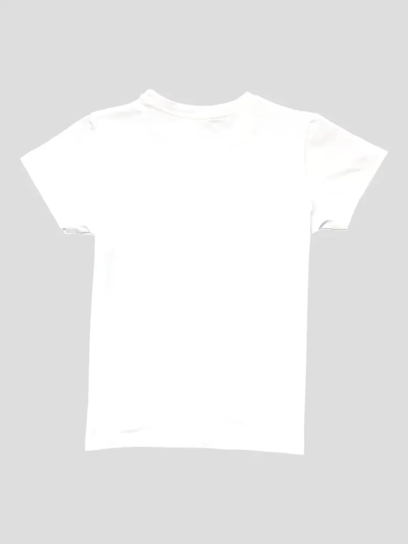 Gini And Jony Girls White Glitter Print Cotton Knits Top Half Sleeves 11-12 Years
