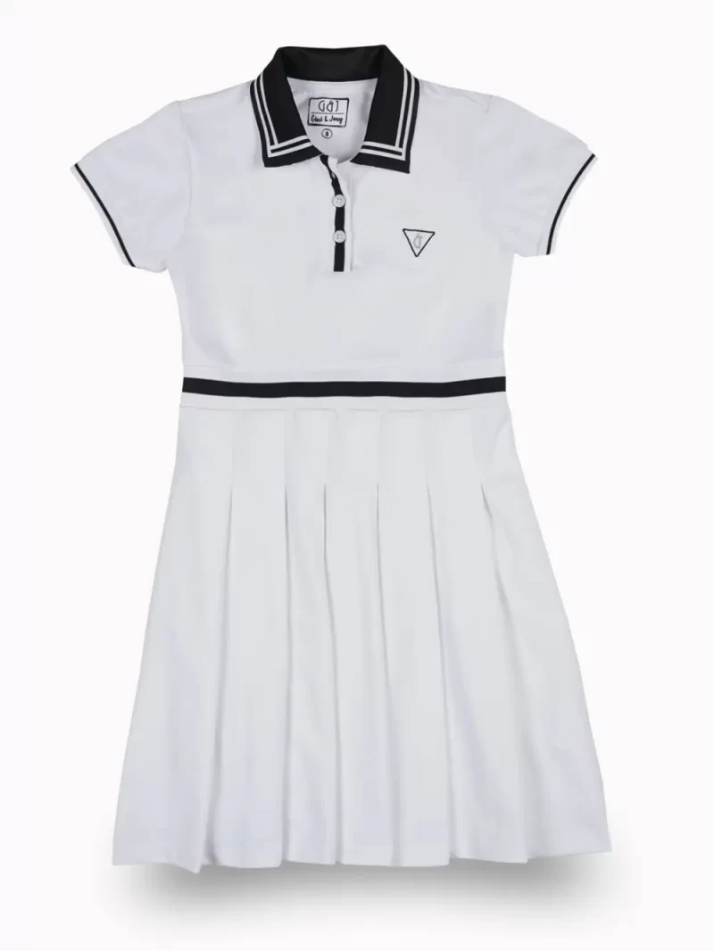Gini And Jony Girls White Color Block Cotton Dress Half Sleeves