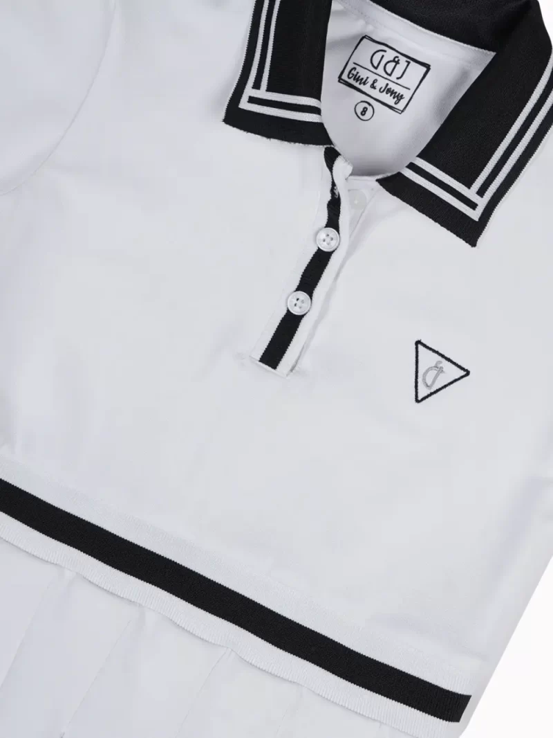 Gini And Jony Girls White Color Block Cotton Dress Half Sleeves