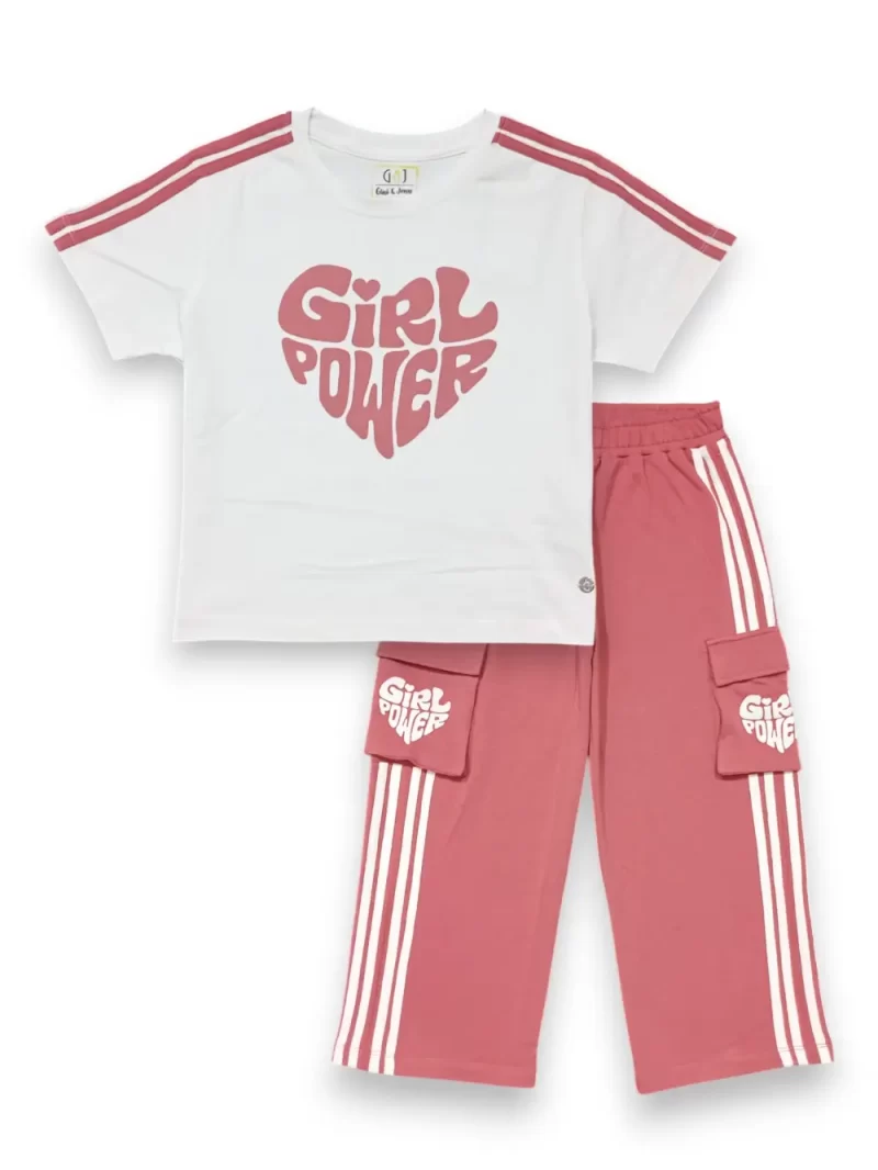 Gini And Jony Girls Light Pink Color Block Cotton Co Ordinate 9-10 Years