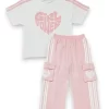 Gini And Jony Girls Baby Pink Typographic Print Cotton Co Ordinate 9-10 Years