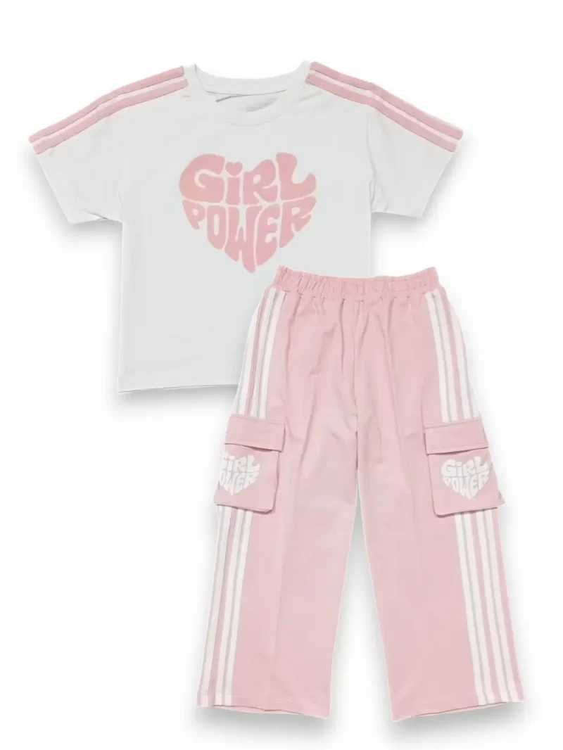 Gini And Jony Girls Baby Pink Typographic Print Cotton Co Ordinate 9-10 Years