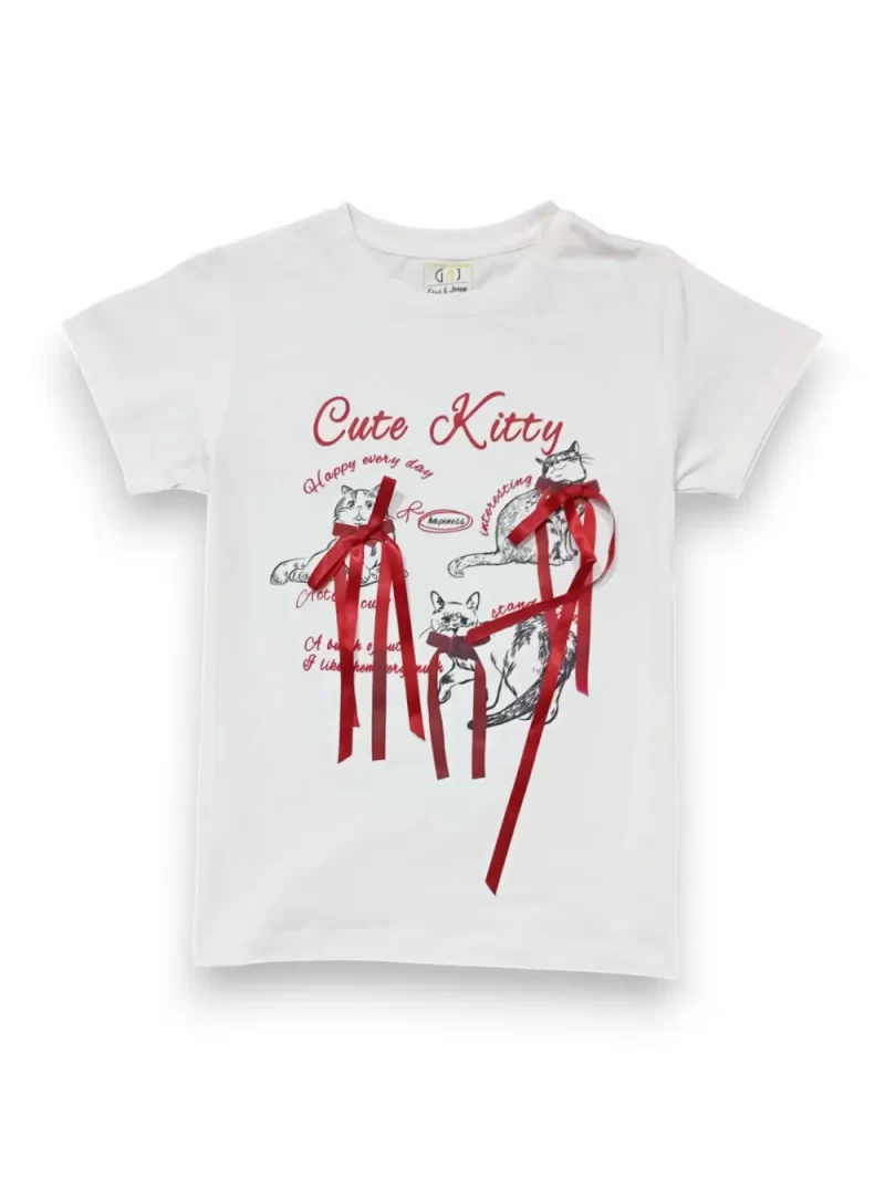 Gini And Jony Girls White Applique Cotton Knits Top Half Sleeves 9-10 Years