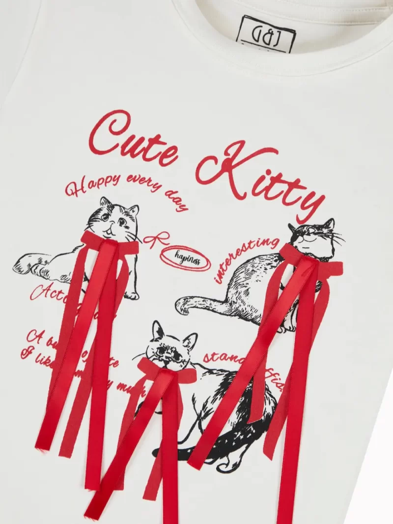 Gini And Jony Girls White Applique Cotton Knits Top Half Sleeves 9-10 Years