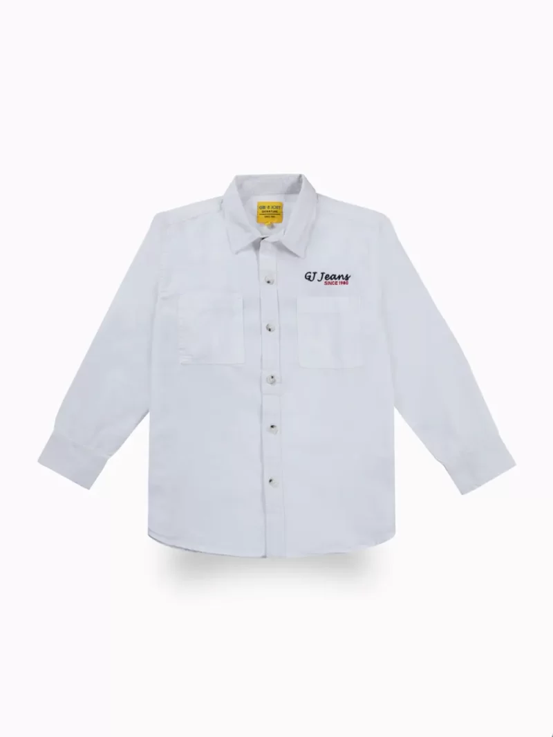 Gini And Jony Boys White Typographic Print Cotton Shirt Full Sleeves